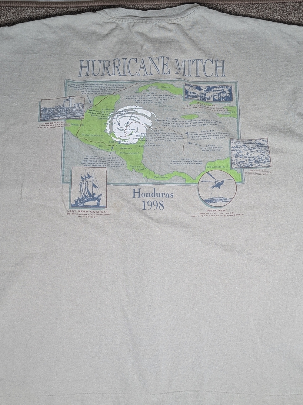 Hurricane Mitch Honduras 1998 Graphic Tee - Cream